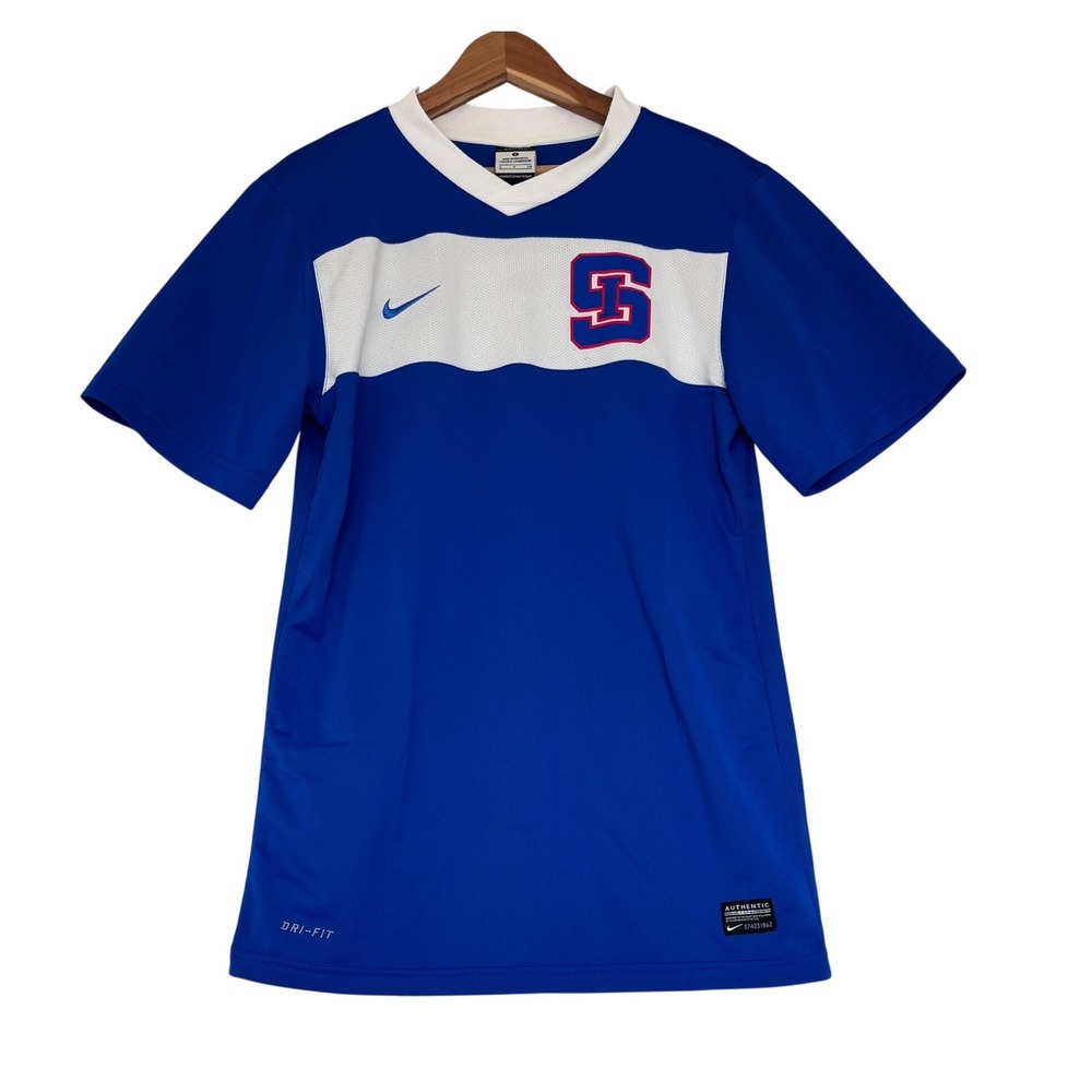Nike Dri-FIT‎ Soccer Jersey Mens Small Blue White Athletic St. Ignatius College